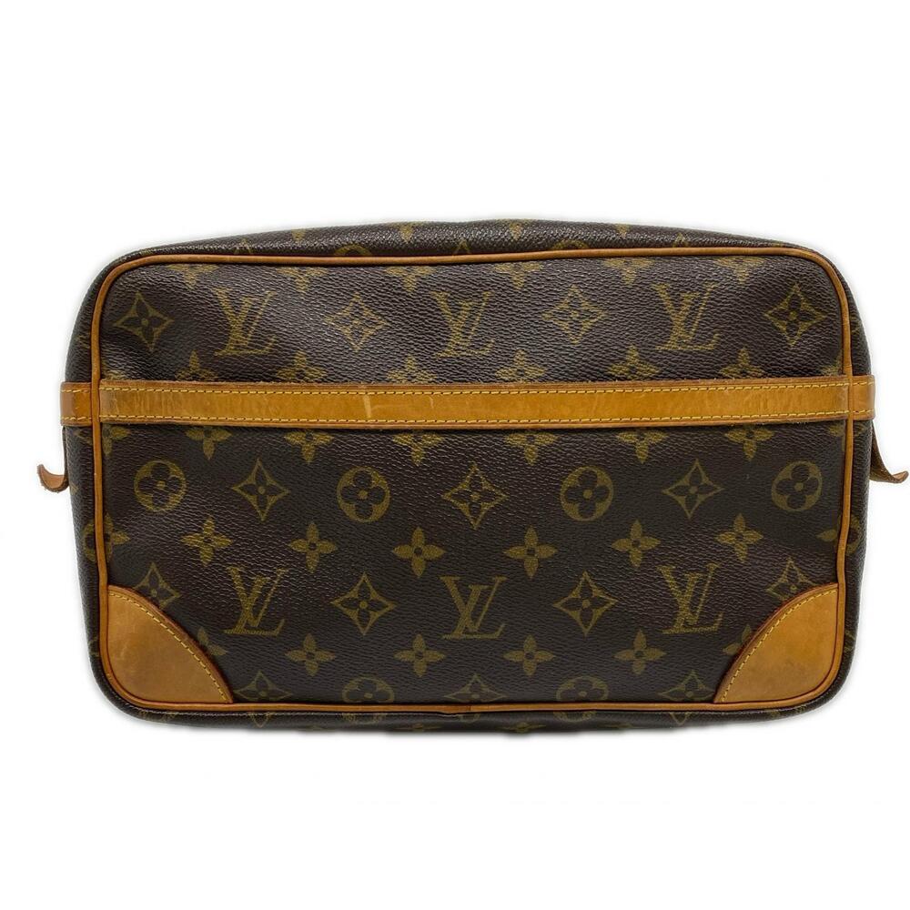 Louis Vuitton Bag Monogram Canvas Leather Shoulder Compiegne Brown